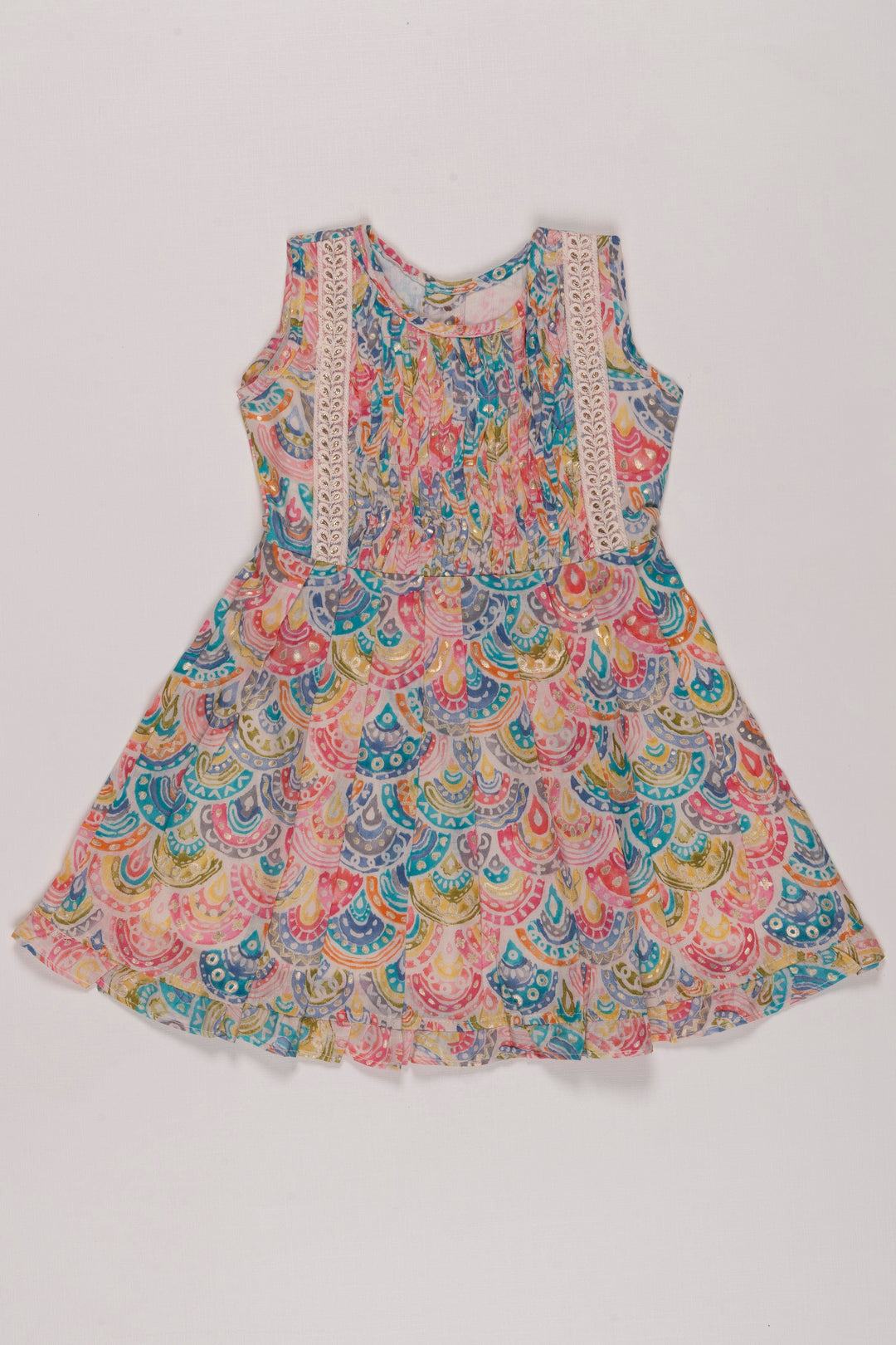 The Nesavu Girls Cotton Frock Carnival of Colors Paisley Print Cotton Frock for Girls Nesavu 16 (1Y) / multicolor / Cotton GFC1258A-16 Vibrant Paisley Cotton Frock for Girls | Fun & Colorful Summer Dress | The Nesavu