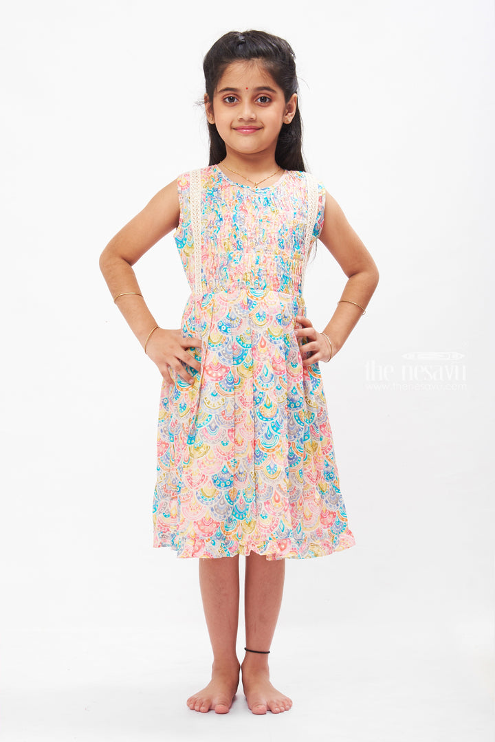 The Nesavu Girls Cotton Frock Carnival of Colors Paisley Print Cotton Frock for Girls Nesavu 16 (1Y) / multicolor / Cotton GFC1258A-16 Vibrant Paisley Cotton Frock for Girls | Fun & Colorful Summer Dress | The Nesavu