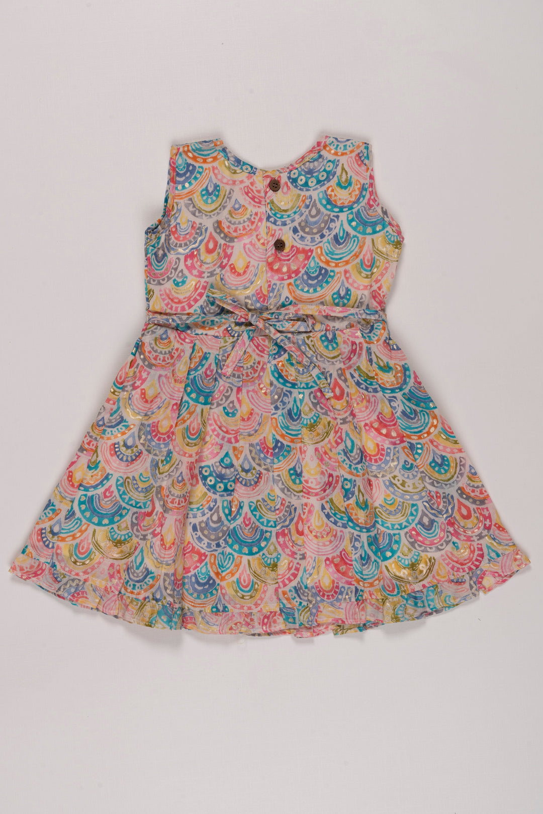 The Nesavu Girls Cotton Frock Carnival of Colors Paisley Print Cotton Frock for Girls Nesavu Vibrant Paisley Cotton Frock for Girls | Fun & Colorful Summer Dress | The Nesavu