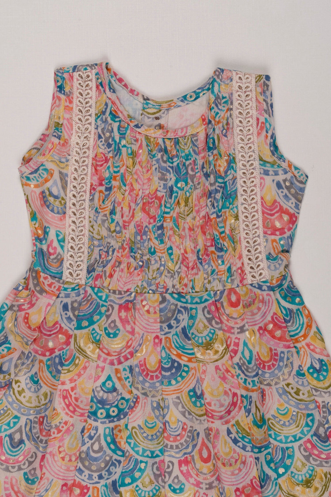 The Nesavu Girls Cotton Frock Carnival of Colors Paisley Print Cotton Frock for Girls Nesavu Vibrant Paisley Cotton Frock for Girls | Fun & Colorful Summer Dress | The Nesavu