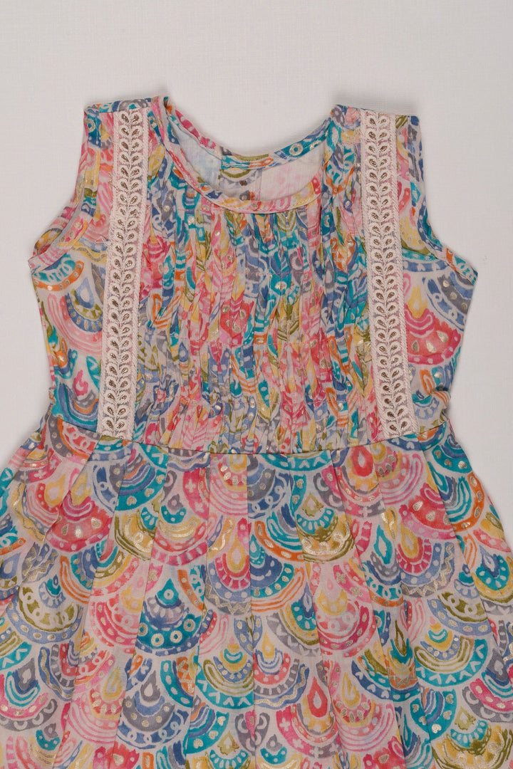 The Nesavu Girls Cotton Frock Carnival of Colors Paisley Print Cotton Frock for Girls Nesavu Vibrant Paisley Cotton Frock for Girls | Fun & Colorful Summer Dress | The Nesavu