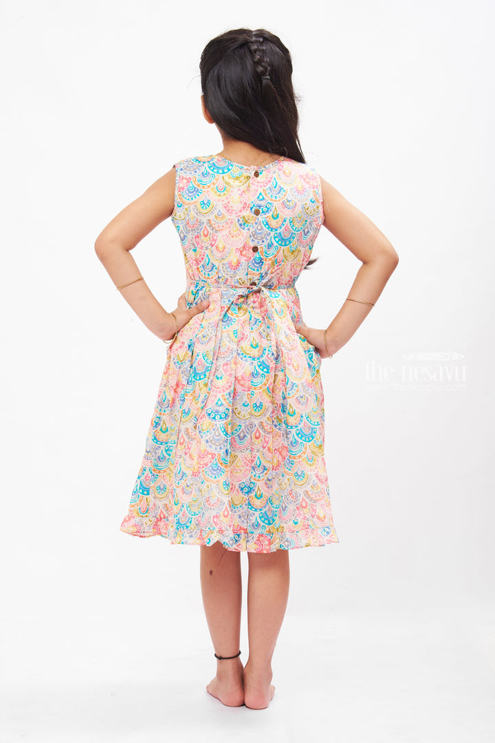The Nesavu Girls Cotton Frock Carnival of Colors Paisley Print Cotton Frock for Girls Nesavu Vibrant Paisley Cotton Frock for Girls | Fun & Colorful Summer Dress | The Nesavu