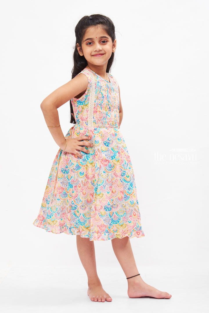 The Nesavu Girls Cotton Frock Carnival of Colors Paisley Print Cotton Frock for Girls Nesavu Vibrant Paisley Cotton Frock for Girls | Fun & Colorful Summer Dress | The Nesavu