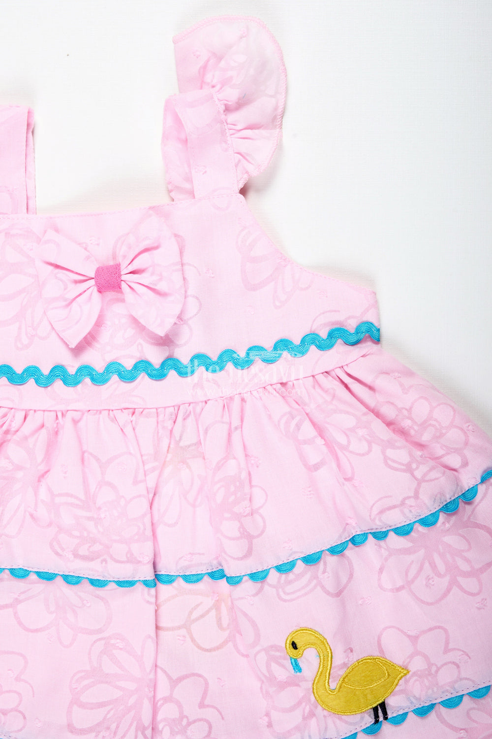 The Nesavu Baby Cotton Frocks Cartoon Embroidered Dress for Toddler Girls Play Wear Nesavu Nesavu Pink Cartoon Themed Baby Girl Dress Flamingo Flower Embroidery Lightweight Georgette