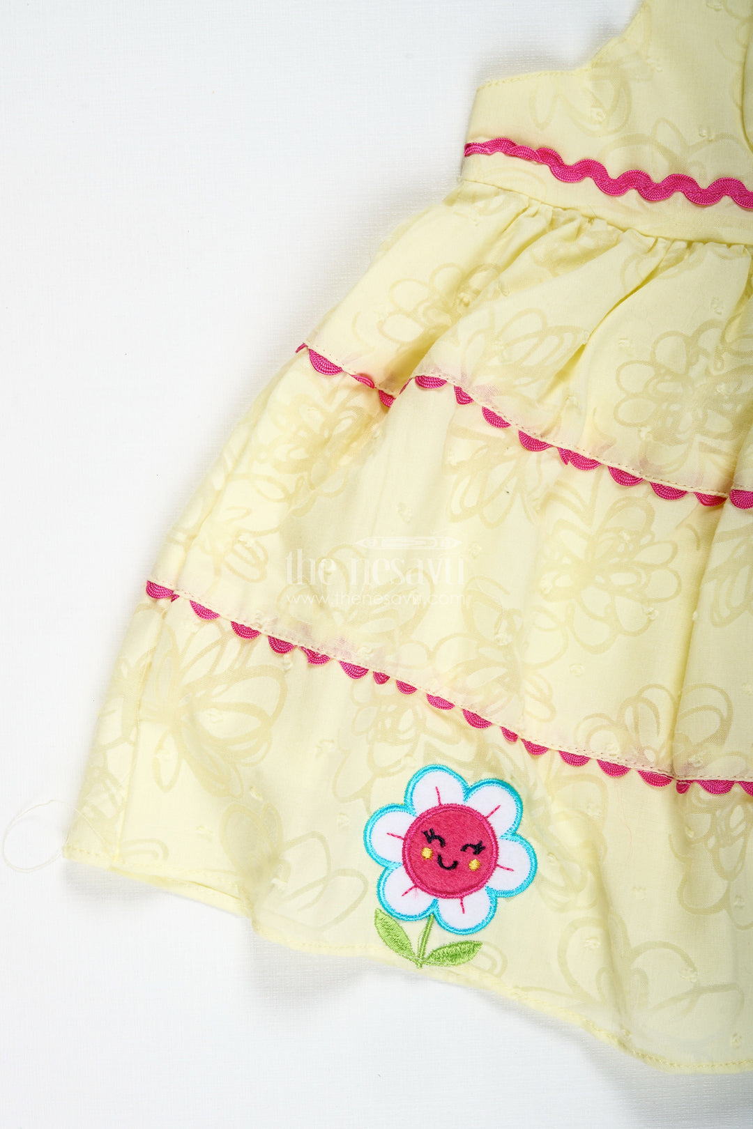 The Nesavu Baby Cotton Frocks Cartoon Print Frock for Baby Girls Daily Wear Nesavu Nesavu Yellow Cartoon Embroidered Casual Frock Baby Girls Frills Bow Soft Georgette