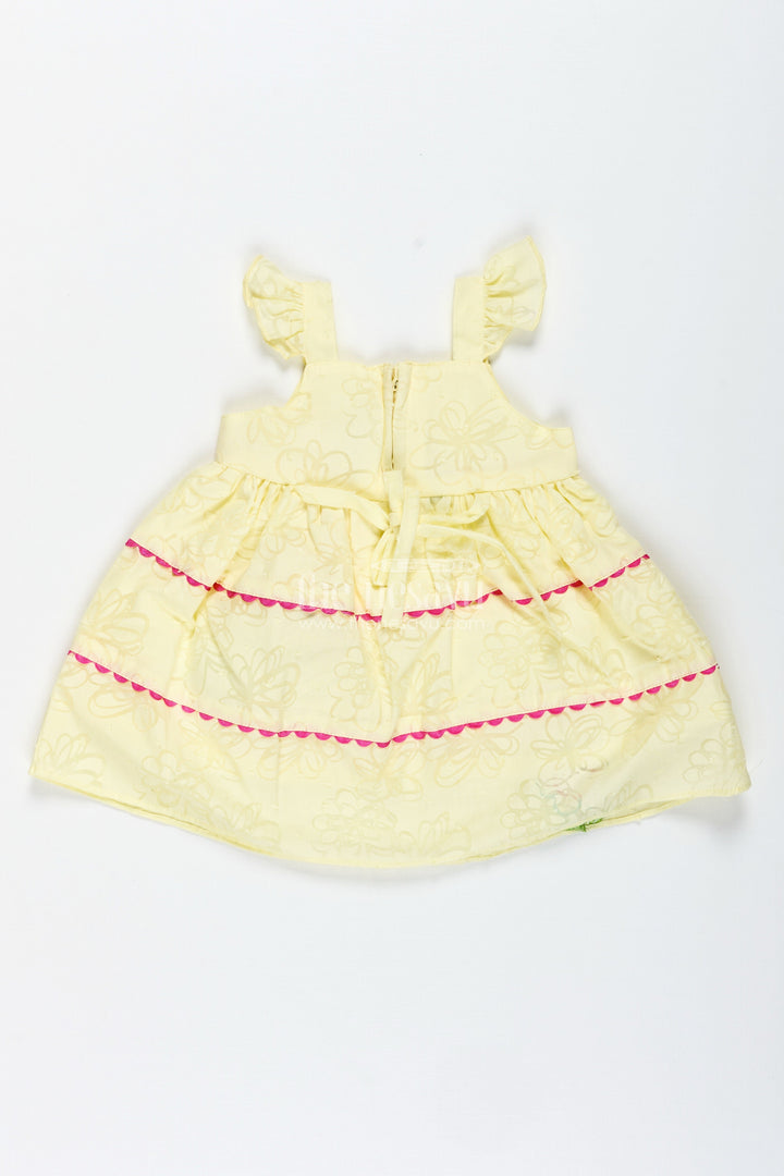 The Nesavu Baby Cotton Frocks Cartoon Print Frock for Baby Girls Daily Wear Nesavu Nesavu Yellow Cartoon Embroidered Casual Frock Baby Girls Frills Bow Soft Georgette