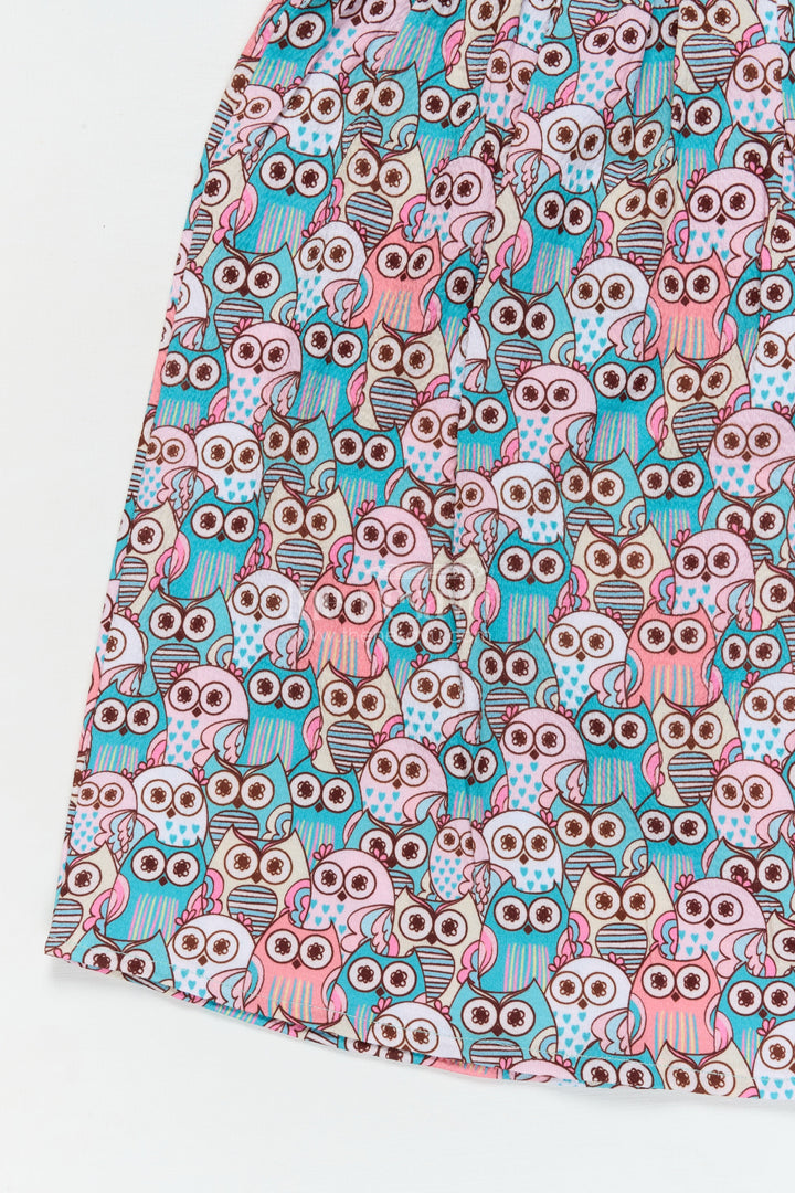 The Nesavu Girls Cotton Frock Cartoon Print Frock for Baby Girls for Daycare and Everyday Fun Nesavu Nesavu baby girl frock with cartoon print in popcorn fabric for daycare and everyday wear