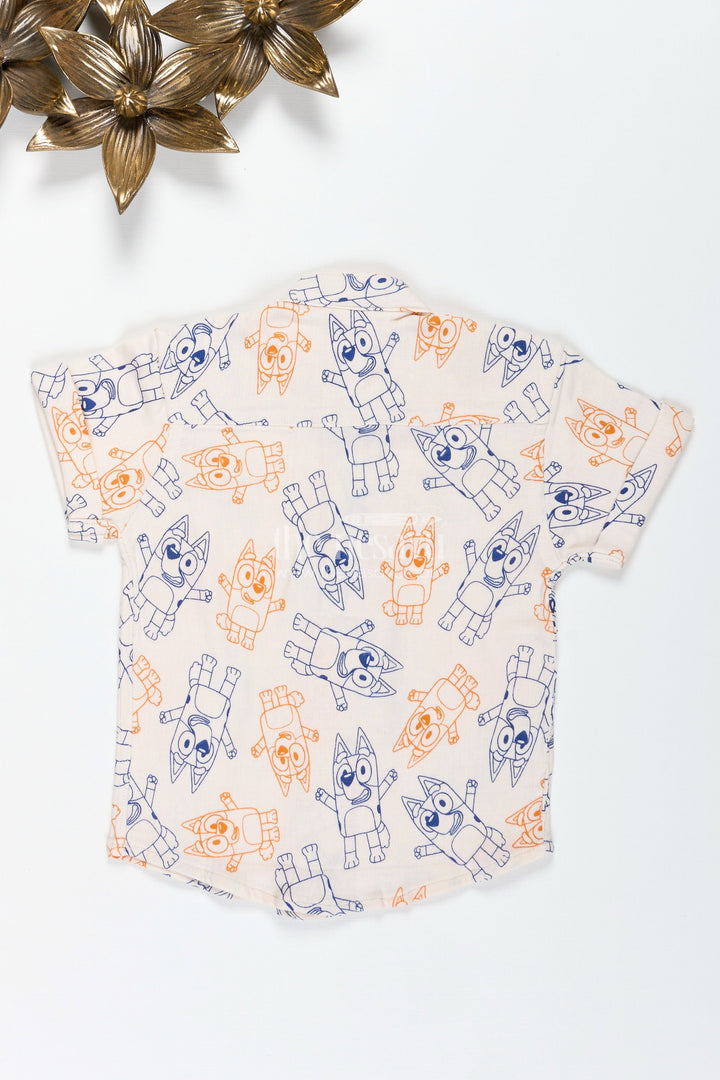 The Nesavu Boys Cotton Shirt Cartoon Printed Muslin Boys Shirt for Playdates and Everyday Fun Nesavu Nesavu Muslin Boys Shirt Cartoon Print Fun Breathable Shirt Playdates Daily Wear