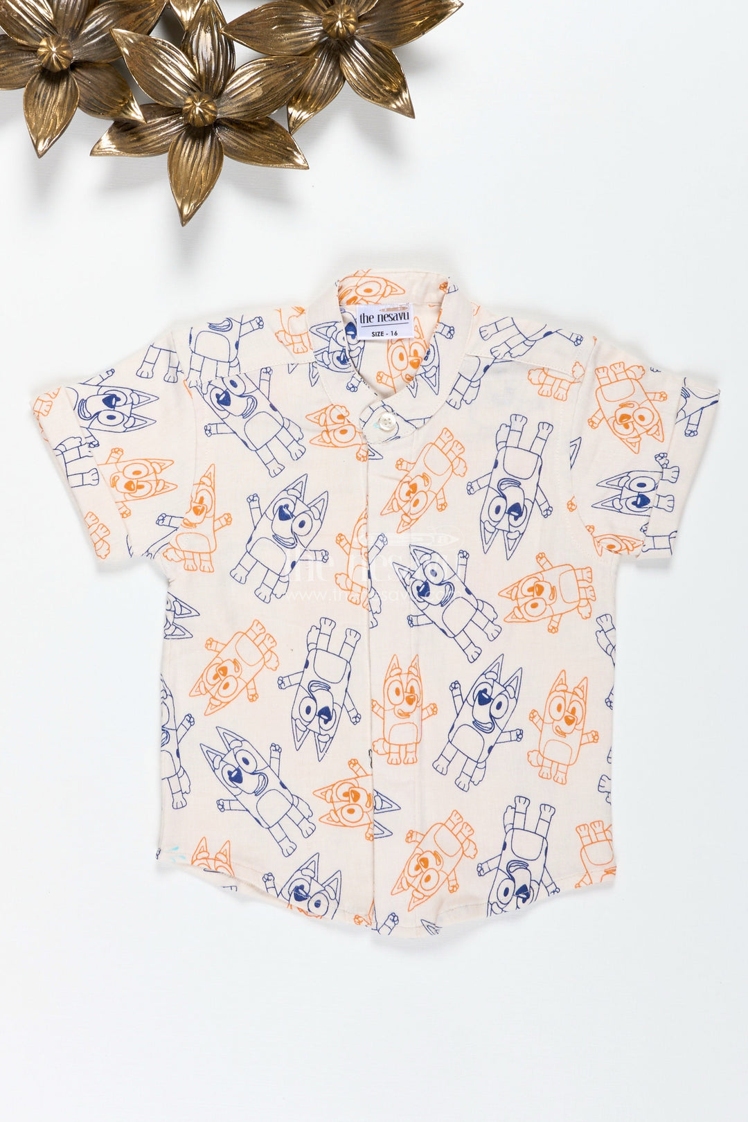 The Nesavu Boys Cotton Shirt Cartoon Printed Muslin Boys Shirt for Playdates and Everyday Fun Nesavu Nesavu Muslin Boys Shirt Cartoon Print Fun Breathable Shirt Playdates Daily Wear