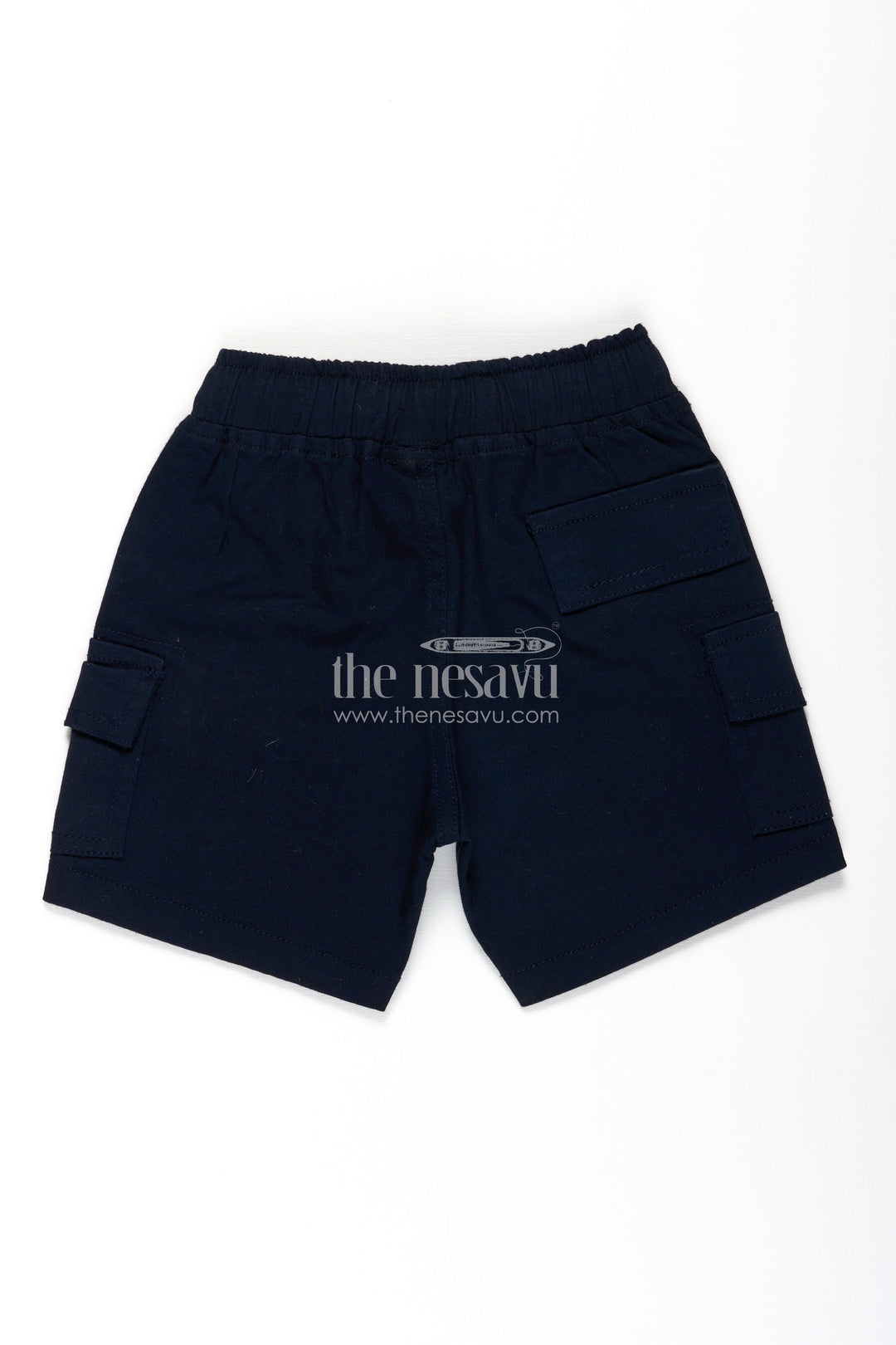 The Nesavu Boys Shorts Casual Attire Shorts for Boys in Navy Cotton with Cargo Pockets and Drawstring Waist Nesavu Casual Attire Shorts Boys Navy Cotton Drawstring Cargo Style Pockets | The Nesavu