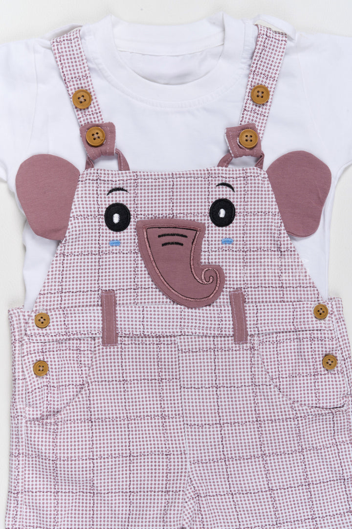 The Nesavu Baby Casual Sets Casual Babydoll Dress Pink Checked Elephant Applique Cotton Dungaree Set Nesavu Casual Babydoll Dress Pink Checked Dungaree Set Elephant Applique | The Nesavu