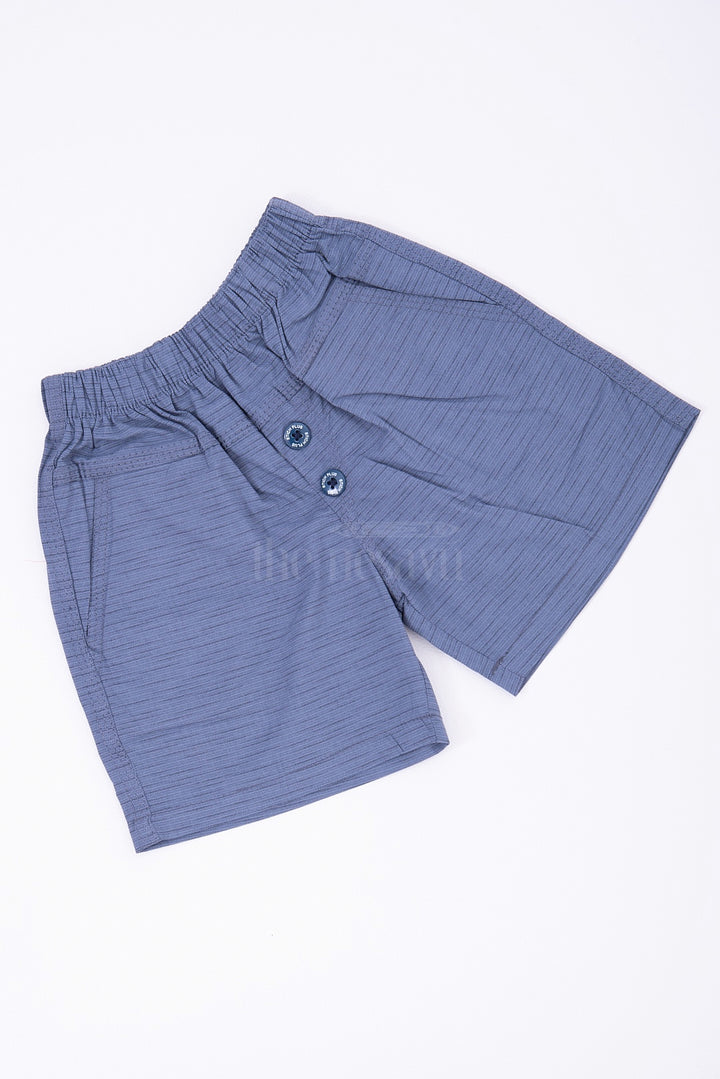 The Nesavu Boys Shorts Casual Blue Cotton Boys Shorts Nesavu Casual Blue Cotton Boys Shorts with Elastic Waist