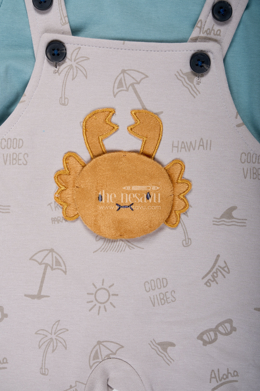 The Nesavu Boys Casual Set Casual Colorful Outfits for Boys in Soft Cotton with Yellow Animal Embroidery and Short Sleeve Tee Nesavu Nesavu Casual Colorful Cotton Outfits Baby Boys Yellow Embroidery Green Tee