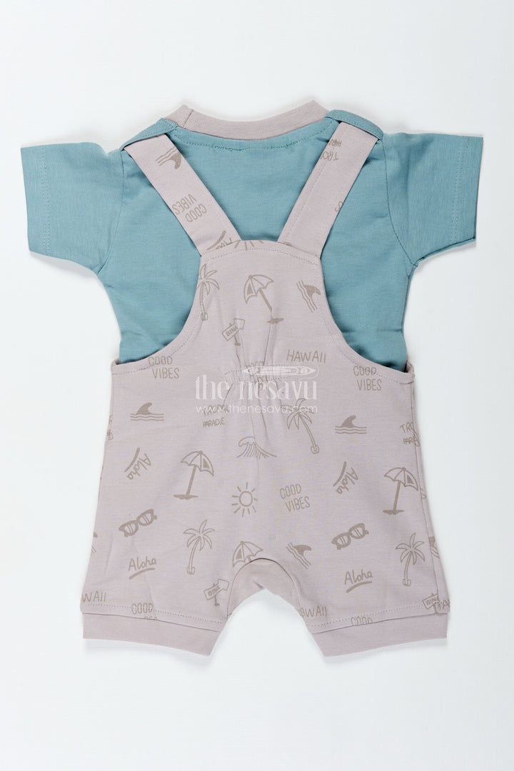 The Nesavu Boys Casual Set Casual Colorful Outfits for Boys in Soft Cotton with Yellow Animal Embroidery and Short Sleeve Tee Nesavu Nesavu Casual Colorful Cotton Outfits Baby Boys Yellow Embroidery Green Tee