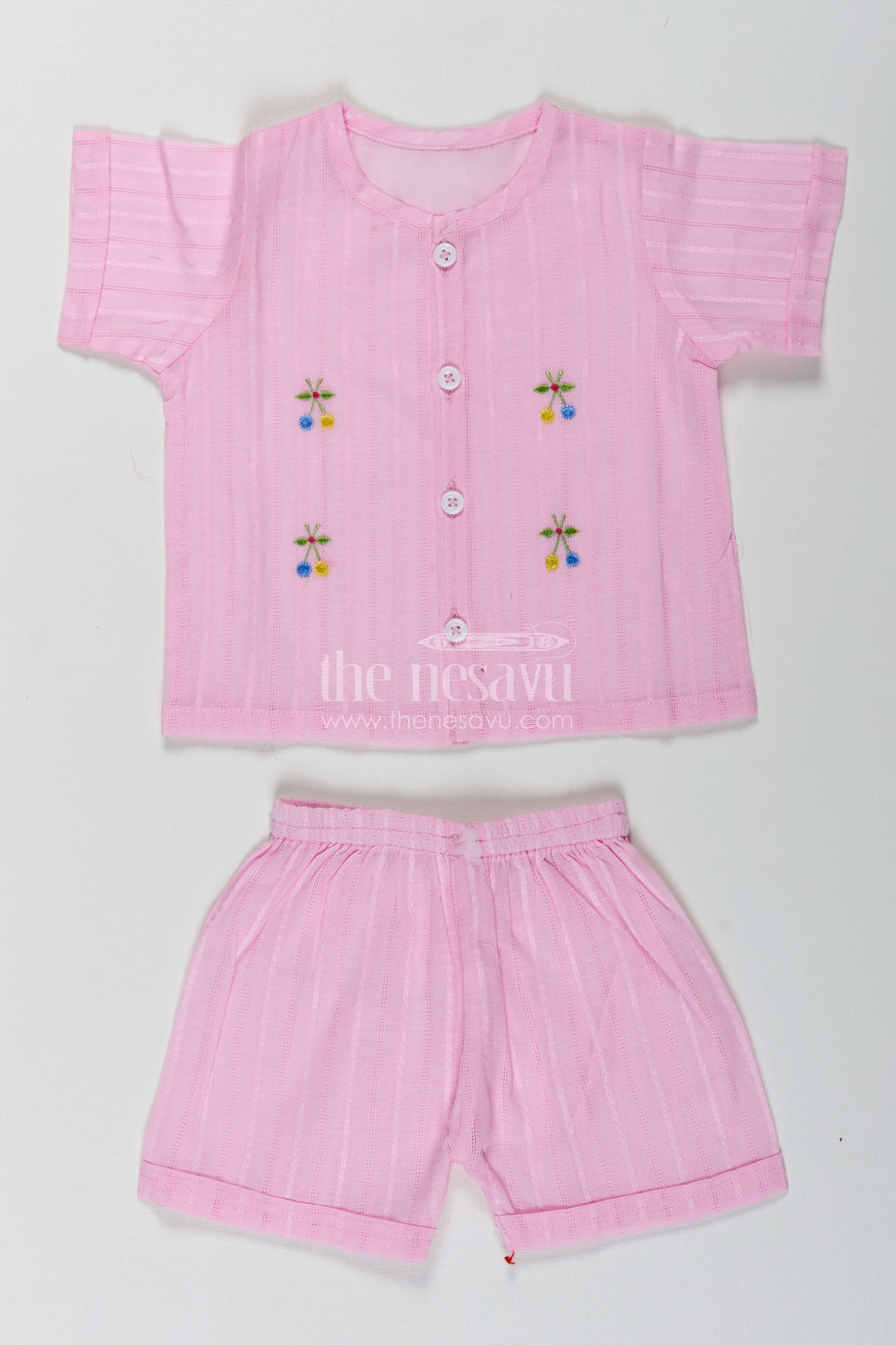 The Nesavu Baby Casual Sets Casual Dress for Birthday in Lavender Cotton with Embroidery Accents and Matching Shorts for Baby Girls Nesavu 10 (NB) / Pink BCS241C-10 Lavender Baby Girl Casual Dress Birthday Embroidered Cotton Top Matching Shorts | The Nesavu