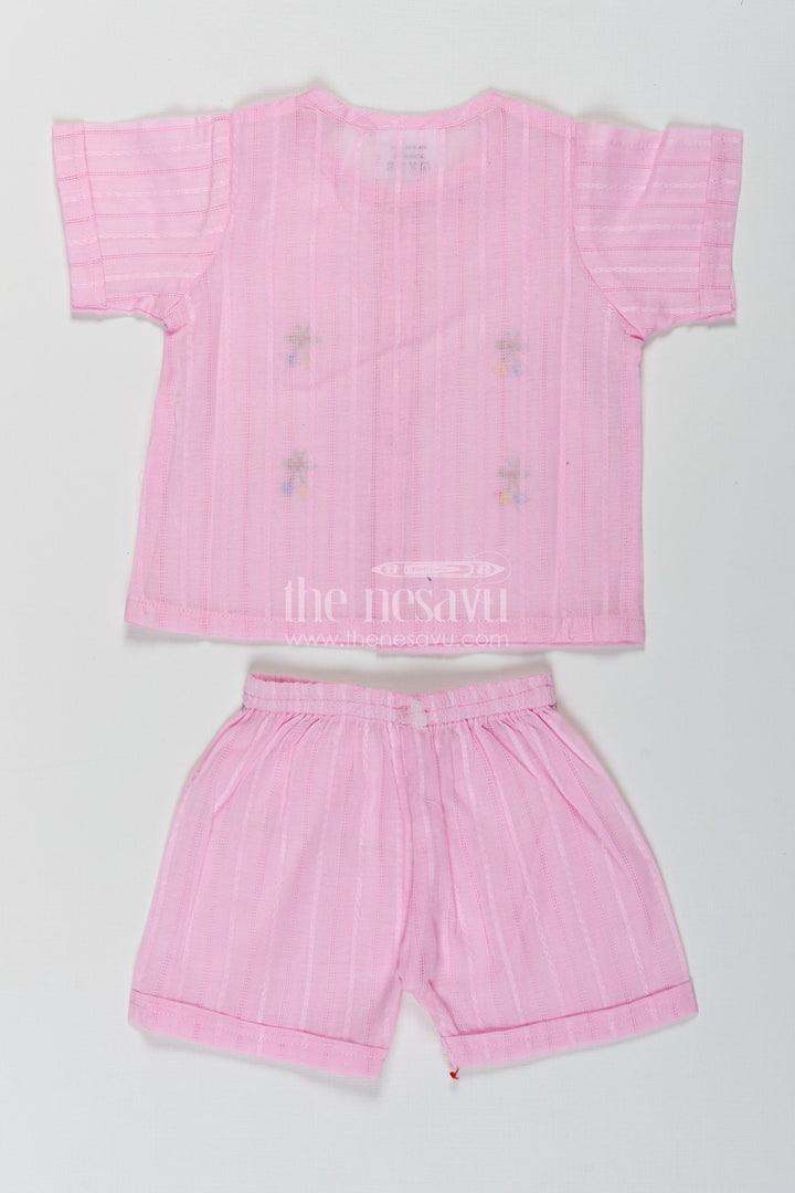 The Nesavu Baby Casual Sets Casual Dress for Birthday in Lavender Cotton with Embroidery Accents and Matching Shorts for Baby Girls Nesavu Lavender Baby Girl Casual Dress Birthday Embroidered Cotton Top Matching Shorts | The Nesavu