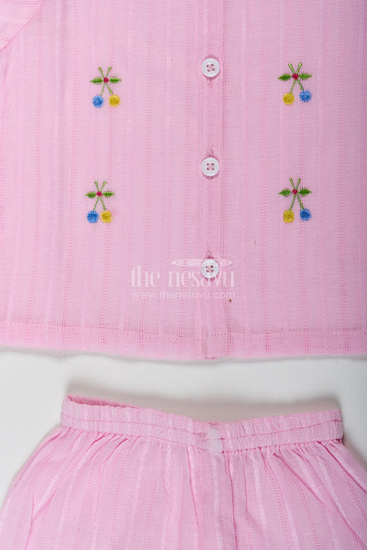 The Nesavu Baby Casual Sets Casual Dress for Birthday in Lavender Cotton with Embroidery Accents and Matching Shorts for Baby Girls Nesavu Lavender Baby Girl Casual Dress Birthday Embroidered Cotton Top Matching Shorts | The Nesavu