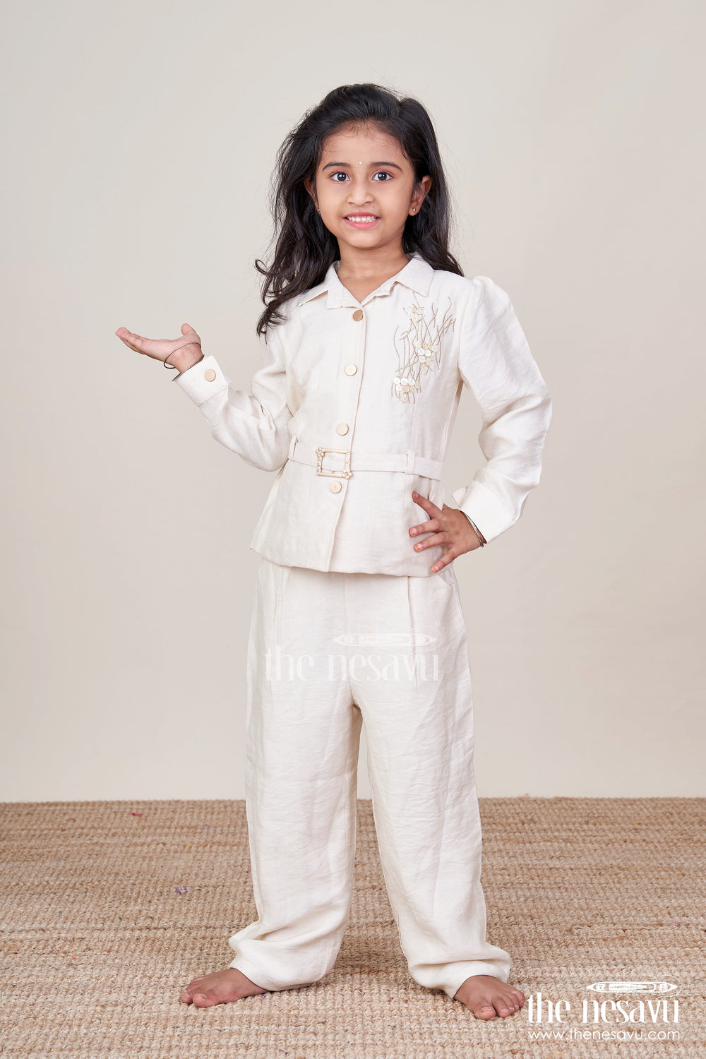 The Nesavu Girls Casual Set Casual Ethnic Wear Set for Girls Kurta and Pant In Soft Georgette Nesavu Nesavu casual ethnic set girls georgette kurta pant set daily festive wear