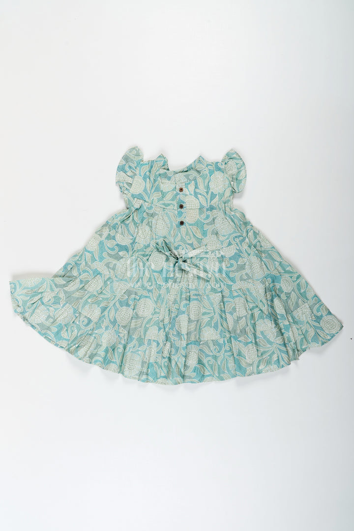 The Nesavu Girls Cotton Frock Casual Frock for Baby Girls in Modal Silk with Kantha Style Stitch Style Digital Print and Flowy Design Nesavu Casual Frock Baby Girls Modal Silk with Kantha Style Print Bow Detailing | The Nesavu