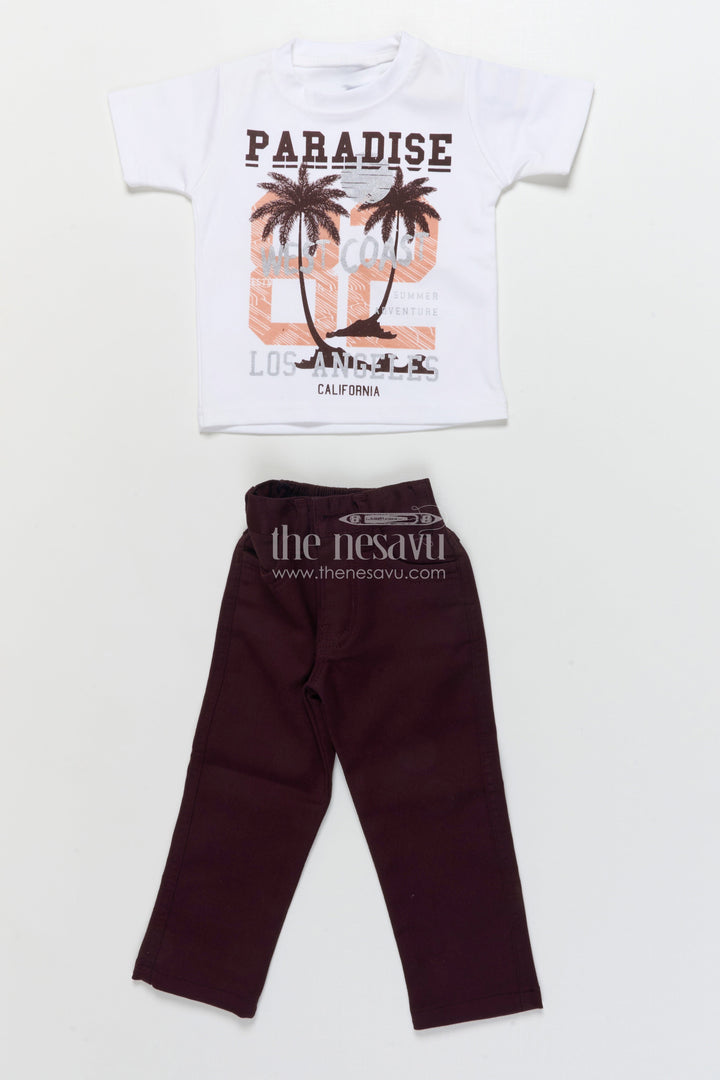 The Nesavu Boys Casual Set Casual Shirt and Pant Set for Toddler Boys for Everyday Outings Nesavu Nesavu casual cotton shirt pant set toddler boys embroidery layered tee