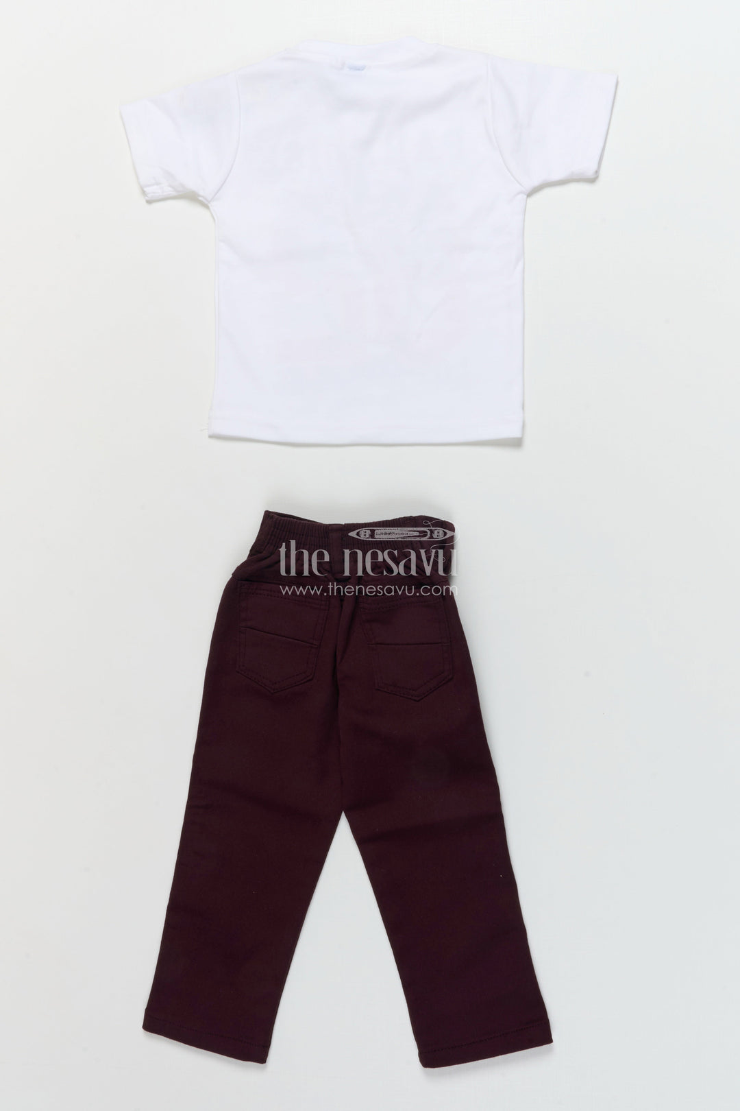 The Nesavu Boys Casual Set Casual Shirt and Pant Set for Toddler Boys for Everyday Outings Nesavu Nesavu casual cotton shirt pant set toddler boys embroidery layered tee