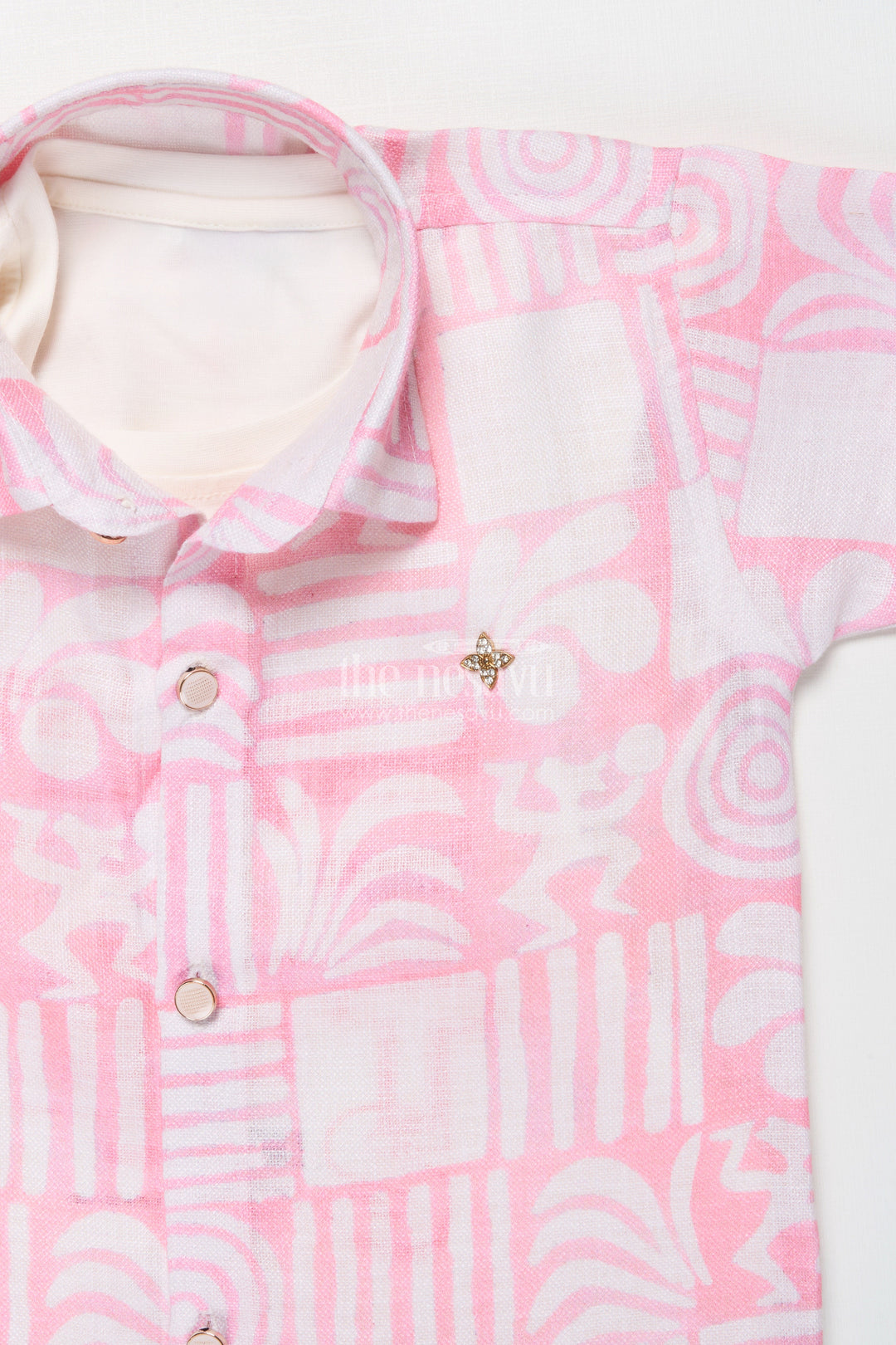 The Nesavu Boys Casual Set Casual Shirt and Shorts Set for Boys Everyday Summer Wear Nesavu Nesavu Boys Cotton Casual Shirt Shorts Digital Wave Print Everyday Comfort