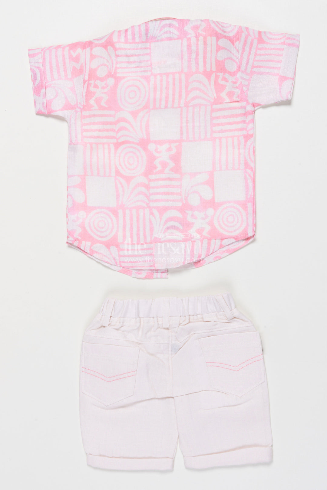 The Nesavu Boys Casual Set Casual Shirt and Shorts Set for Boys Everyday Summer Wear Nesavu Nesavu Boys Cotton Casual Shirt Shorts Digital Wave Print Everyday Comfort