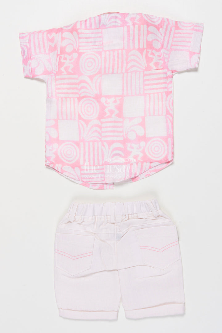 The Nesavu Boys Casual Set Casual Shirt and Shorts Set for Boys Everyday Summer Wear Nesavu Nesavu Boys Cotton Casual Shirt Shorts Digital Wave Print Everyday Comfort