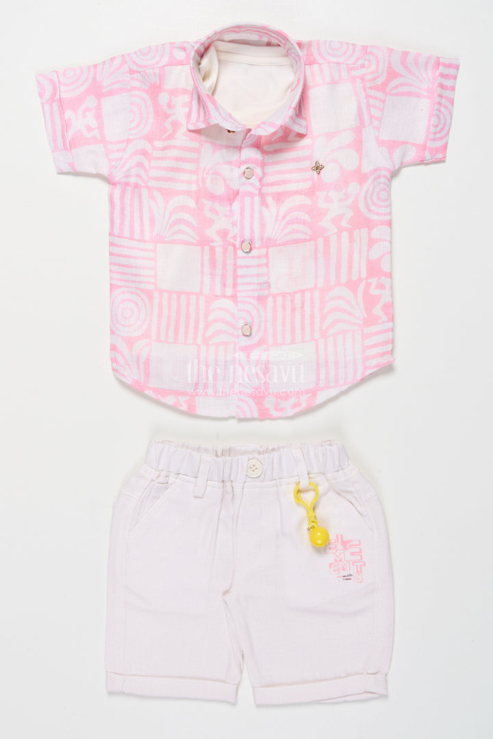 The Nesavu Boys Casual Set Casual Shirt and Shorts Set for Boys Everyday Summer Wear Nesavu Nesavu Boys Cotton Casual Shirt Shorts Digital Wave Print Everyday Comfort