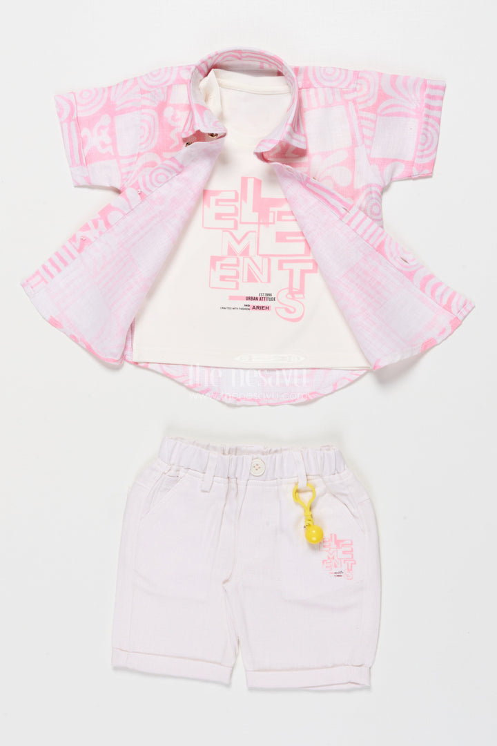 The Nesavu Boys Casual Set Casual Shirt and Shorts Set for Boys Everyday Summer Wear Nesavu Nesavu Boys Cotton Casual Shirt Shorts Digital Wave Print Everyday Comfort