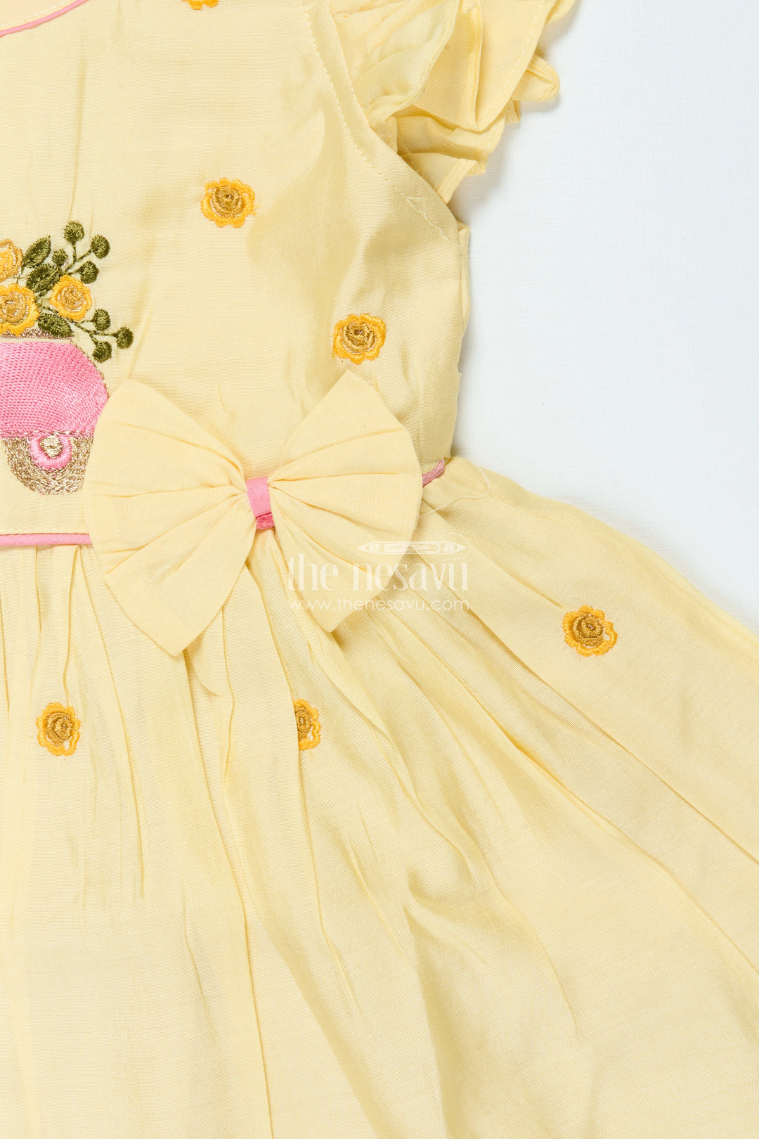 The Nesavu Girls Chanderi Frock Chanderi Cotton Frock for Baby Girls for Birthdays and Casual Festive Days Nesavu Nesavu chanderi frock baby girls embroidery scooter motif birthdays outings