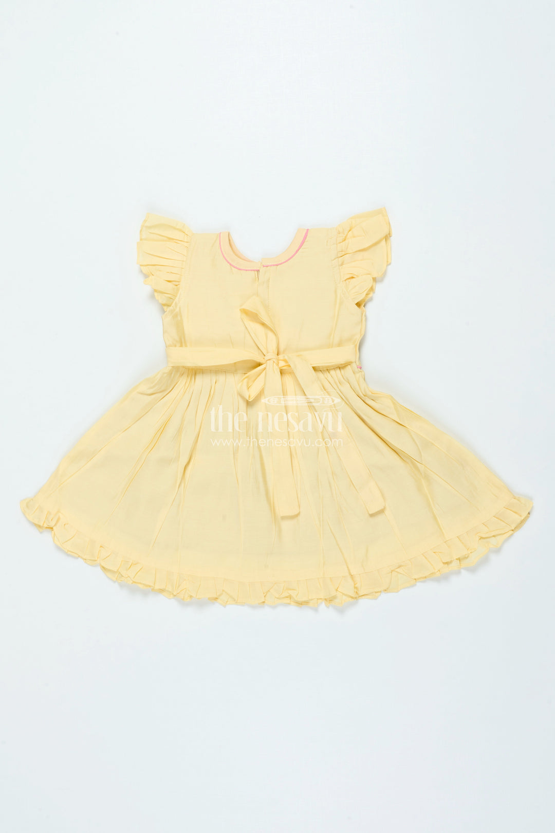 The Nesavu Girls Chanderi Frock Chanderi Cotton Frock for Baby Girls for Birthdays and Casual Festive Days Nesavu Nesavu chanderi frock baby girls embroidery scooter motif birthdays outings