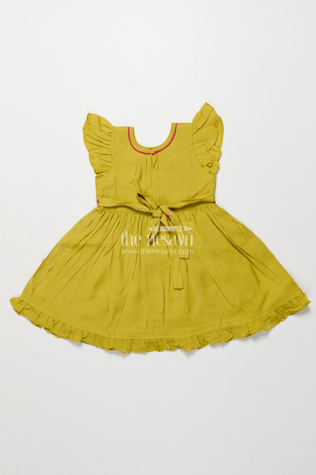 The Nesavu Girls Chanderi Frock Chanderi Cotton Frock for Girls with Embroidery for Birthday Celebrations Nesavu Nesavu chanderi cotton frock girls embroidery  perfect birthdays festive occasions