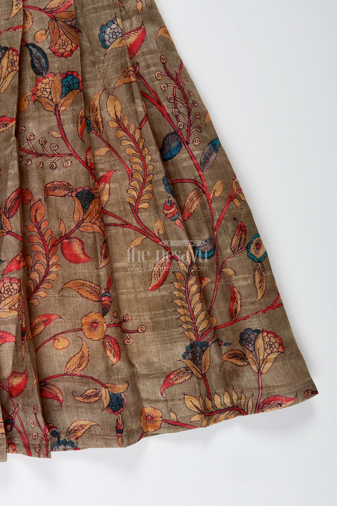 The Nesavu Silk Frock Chanderi Cotton Frock for Girls with Floral Print Festive Ethnic Outfit Nesavu Nesavu Girls Chanderi Cotton Floral Frock Ethnic Printed Dress With Pink Yoke For Festive Wear