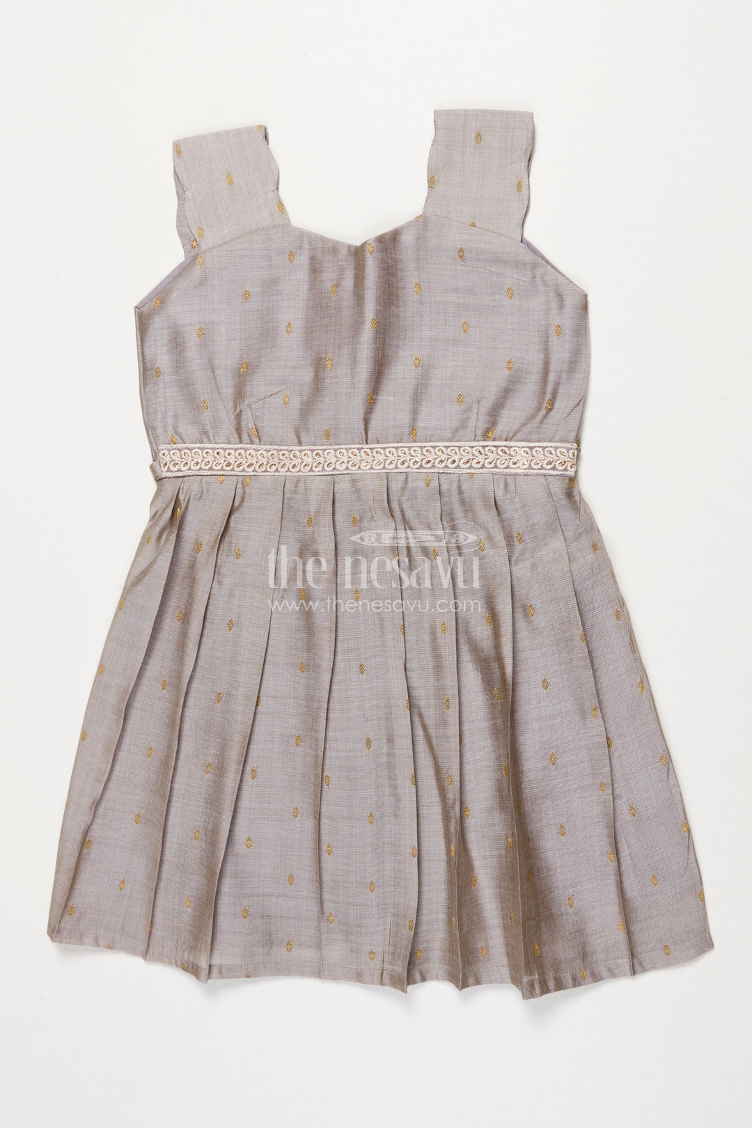 The Nesavu Girls Chanderi Frock Chanderi Frock for Toddler Girls for School Ethnic Day and Family Events Nesavu 18 (2Y) / Gray SF991AA-18 Nesavu chanderi frock for toddler girls perfect for school ethnic day and cultural events