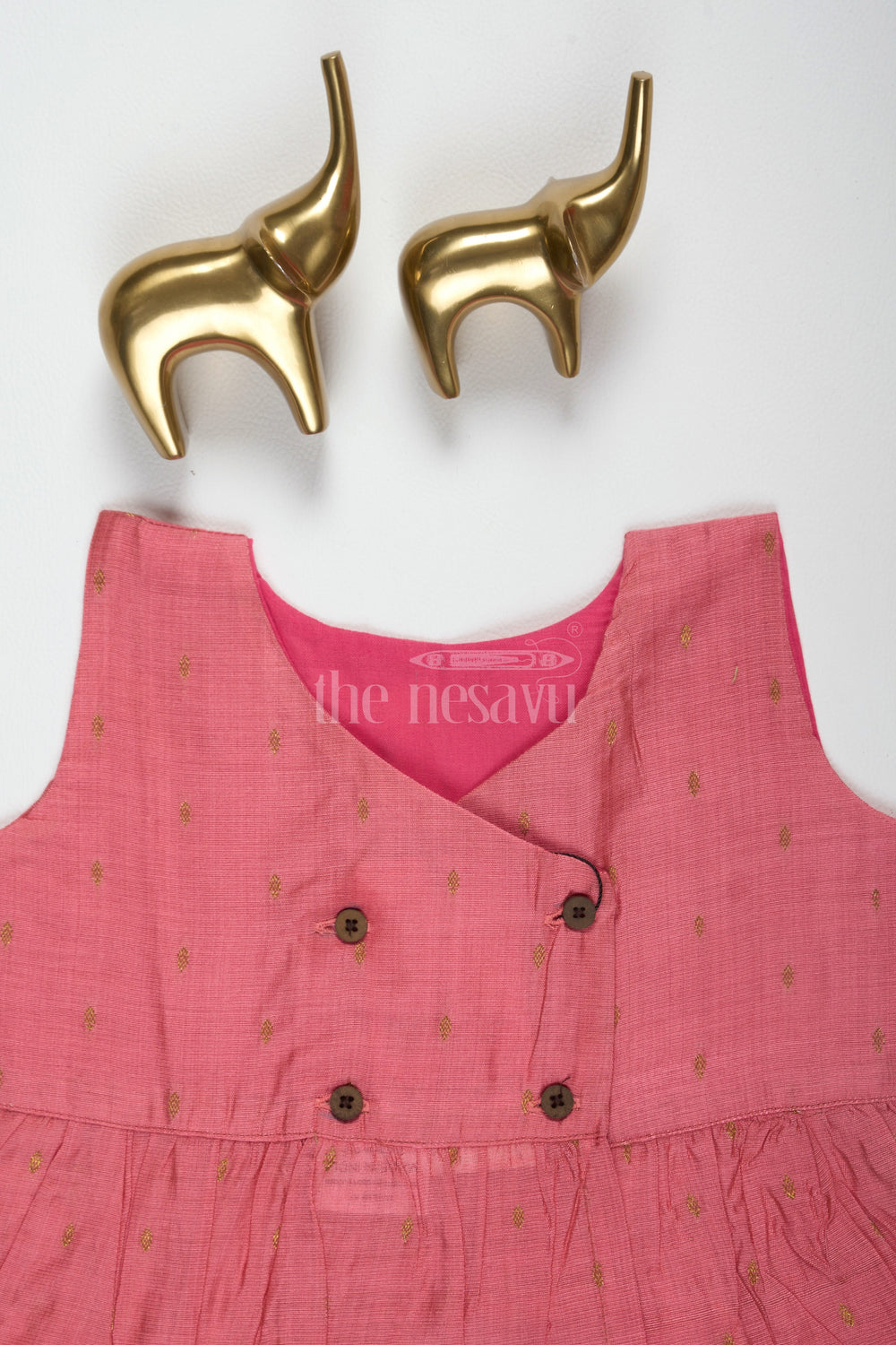 The Nesavu Baby Cotton Frocks Chanderi Infant Frocks Onion Pink Viscose Silk Dress with Overlap Neckline Nesavu Chanderi Infant Frocks Onion Pink Viscose Silk Dress with Overlap Neckline Nesavu