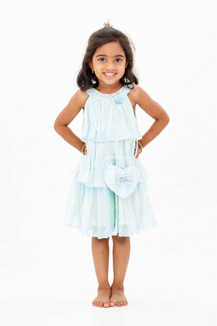 The Nesavu Girls Fancy Frock Charming Fashion Frock for Girls with Crush Chiffon Tie and Dye Print and Sequin Collar Nesavu 18 (2Y) / Green GFC1640A-18 Nesavu Charming Fashion Frock Girls Crush Chiffon Tie Dye Print Sequin Collar