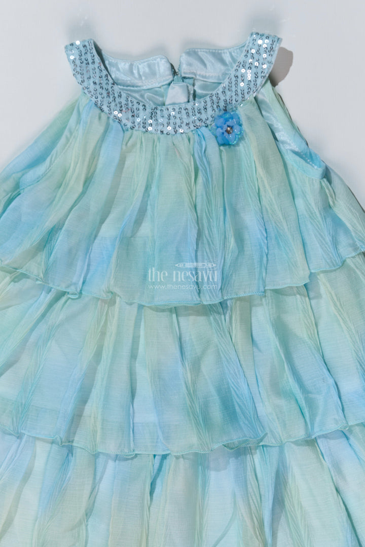 The Nesavu Girls Fancy Frock Charming Fashion Frock for Girls with Crush Chiffon Tie and Dye Print and Sequin Collar Nesavu Charming Fashion Frock Girls Crush Chiffon Tie Dye Print Sequin Collar | The Nesavu