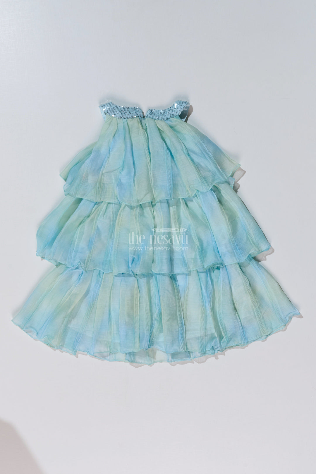 The Nesavu Girls Fancy Frock Charming Fashion Frock for Girls with Crush Chiffon Tie and Dye Print and Sequin Collar Nesavu Nesavu Charming Fashion Frock Girls Crush Chiffon Tie Dye Print Sequin Collar