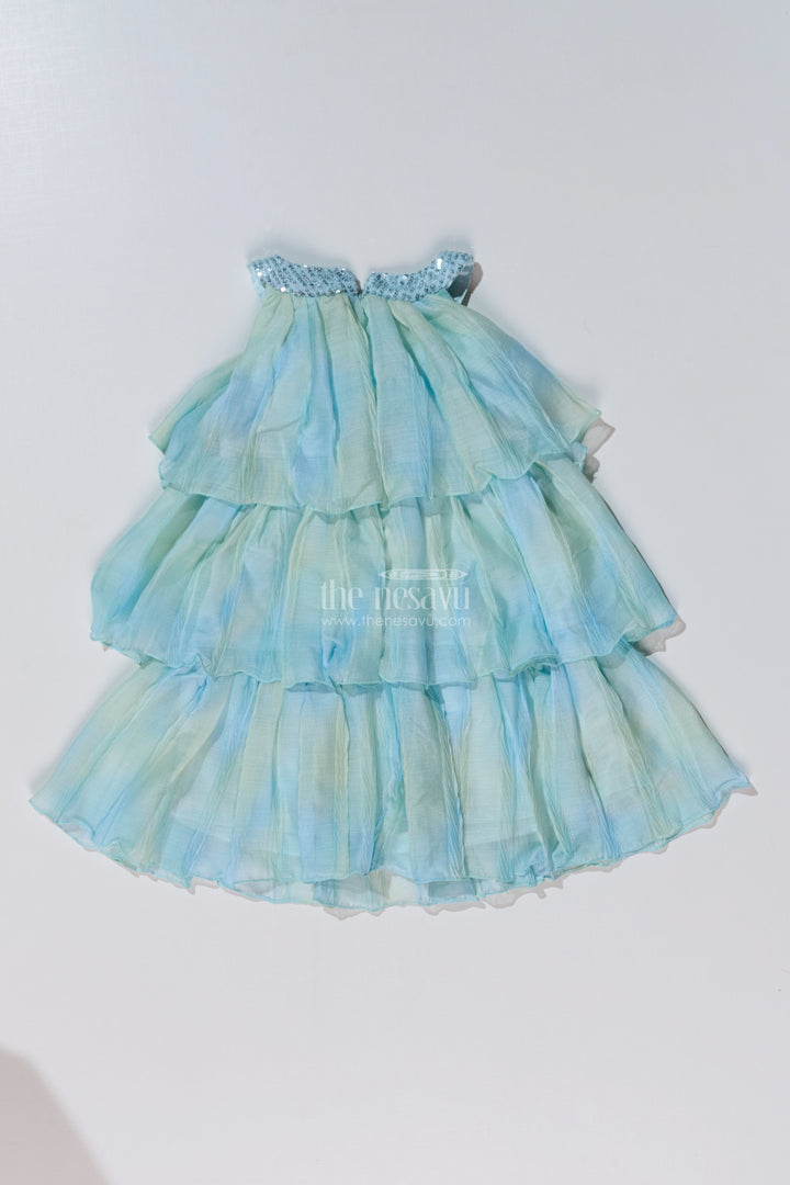 The Nesavu Girls Fancy Frock Charming Fashion Frock for Girls with Crush Chiffon Tie and Dye Print and Sequin Collar Nesavu Nesavu Charming Fashion Frock Girls Crush Chiffon Tie Dye Print Sequin Collar
