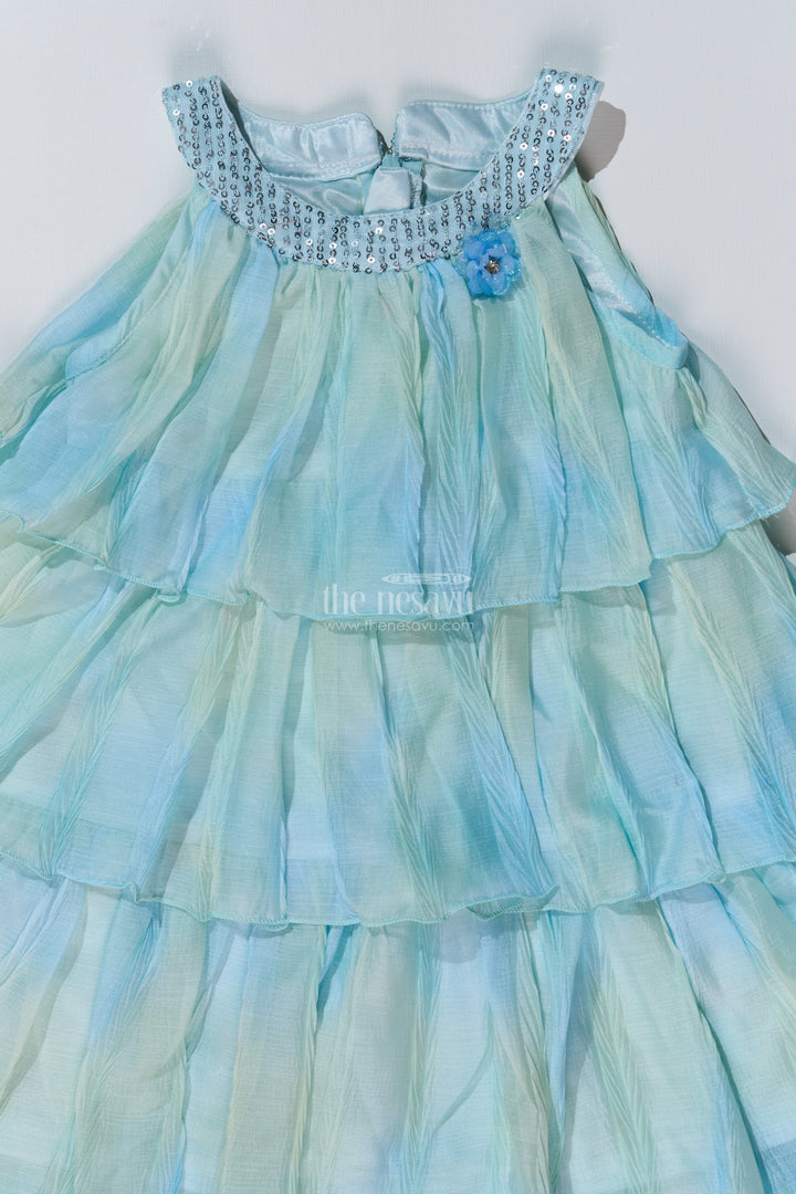 The Nesavu Girls Fancy Frock Charming Fashion Frock for Girls with Crush Chiffon Tie and Dye Print and Sequin Collar Nesavu Nesavu Charming Fashion Frock Girls Crush Chiffon Tie Dye Print Sequin Collar