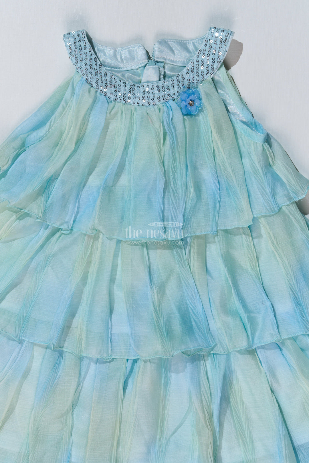 The Nesavu Girls Fancy Frock Charming Fashion Frock for Girls with Crush Chiffon Tie and Dye Print and Sequin Collar Nesavu Nesavu Charming Fashion Frock Girls Crush Chiffon Tie Dye Print Sequin Collar