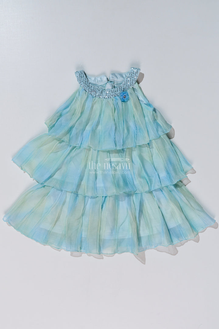 The Nesavu Girls Fancy Frock Charming Fashion Frock for Girls with Crush Chiffon Tie and Dye Print and Sequin Collar Nesavu Nesavu Charming Fashion Frock Girls Crush Chiffon Tie Dye Print Sequin Collar