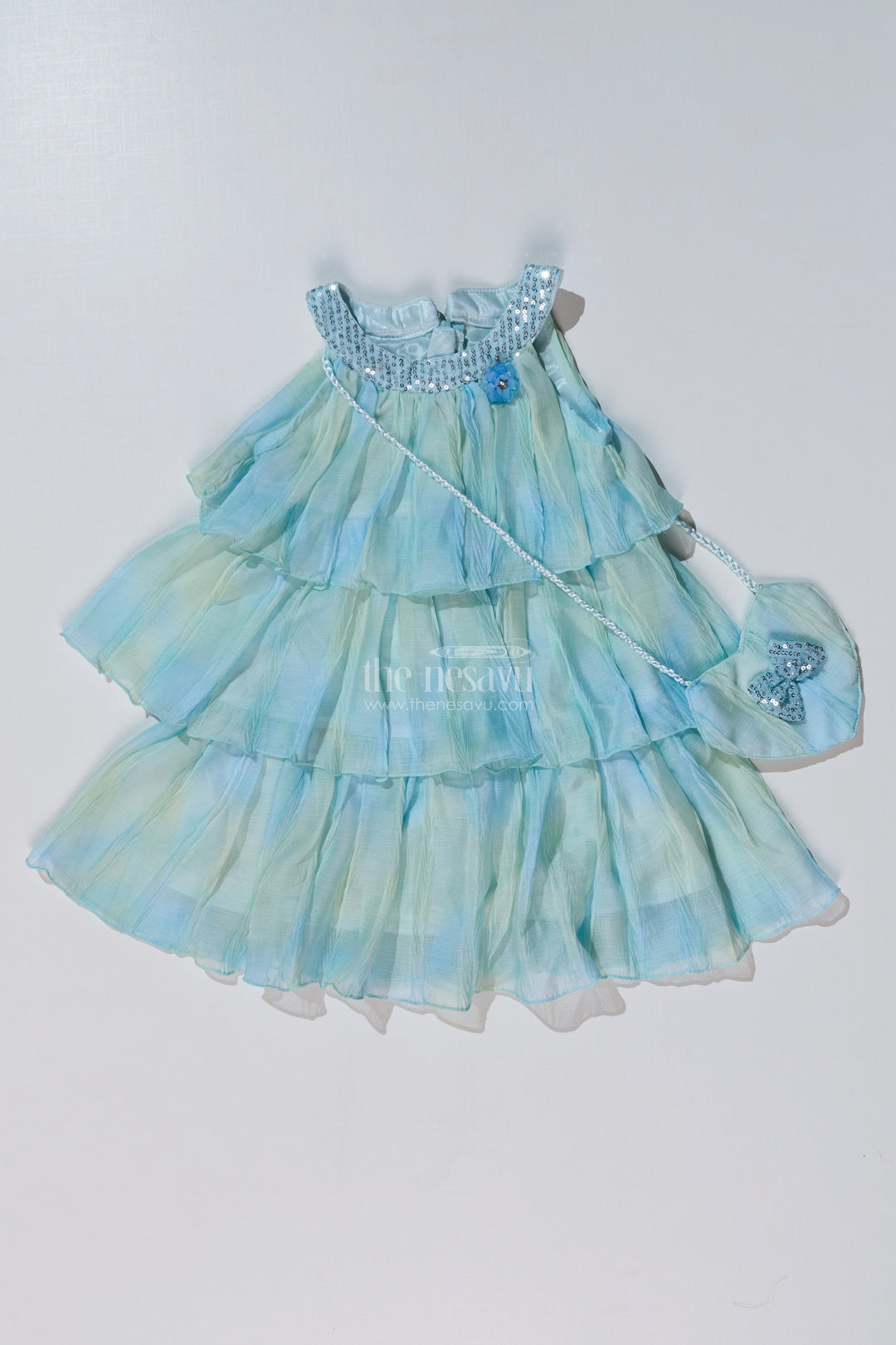 The Nesavu Girls Fancy Frock Charming Fashion Frock for Girls with Crush Chiffon Tie and Dye Print and Sequin Collar Nesavu Nesavu Charming Fashion Frock Girls Crush Chiffon Tie Dye Print Sequin Collar