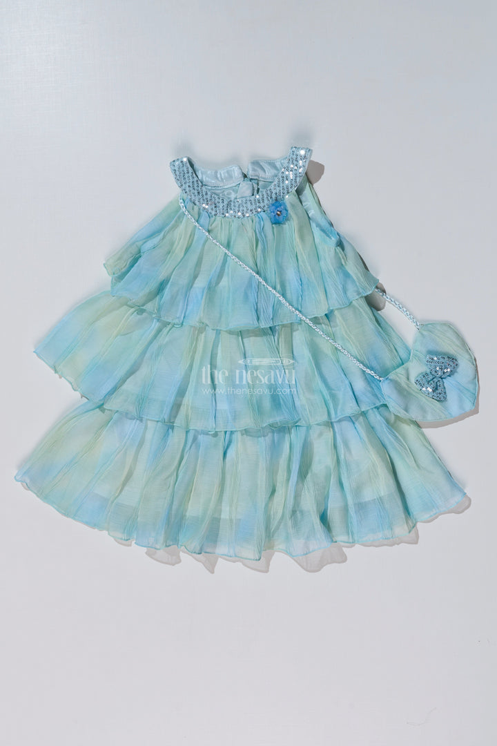 The Nesavu Girls Fancy Frock Charming Fashion Frock for Girls with Crush Chiffon Tie and Dye Print and Sequin Collar Nesavu Nesavu Charming Fashion Frock Girls Crush Chiffon Tie Dye Print Sequin Collar
