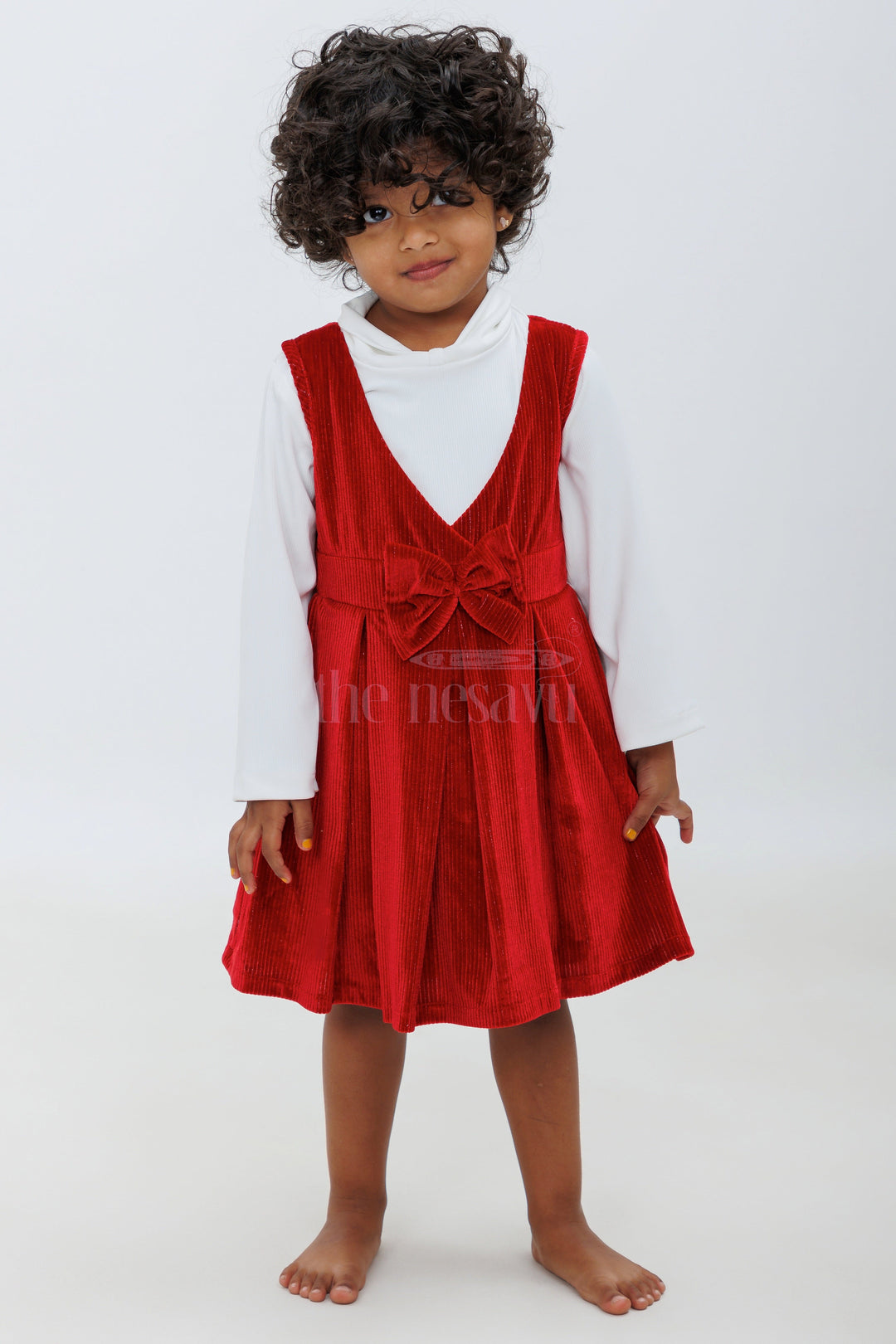 The Nesavu Baby Fancy Frock Charming Frock Party Dress - Soft Velvet Baby Outfit with Full Sleeve Inner Nesavu 14 (6M) / multicolor BFJ575B-14 Charming Frock Party Dress - Nesavu | Soft Velvet Baby Outfit