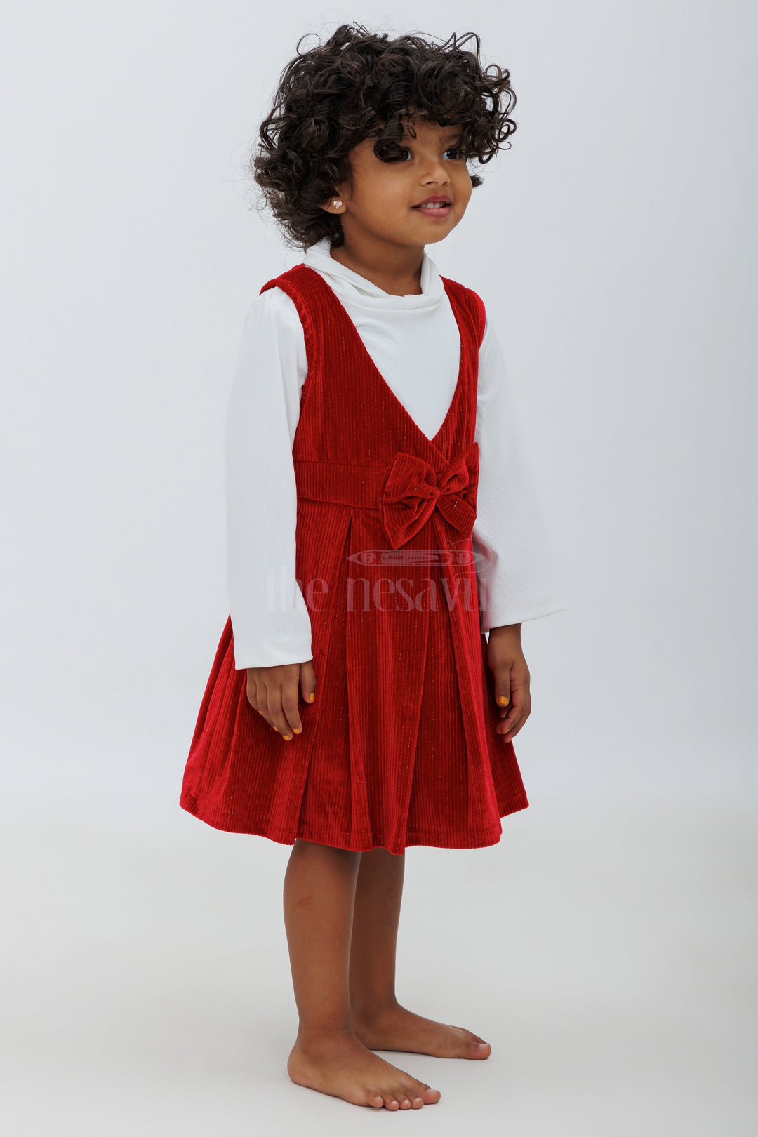 The Nesavu Baby Fancy Frock Charming Frock Party Dress - Soft Velvet Baby Outfit with Full Sleeve Inner Nesavu Charming Frock Party Dress - Nesavu | Soft Velvet Baby Outfit