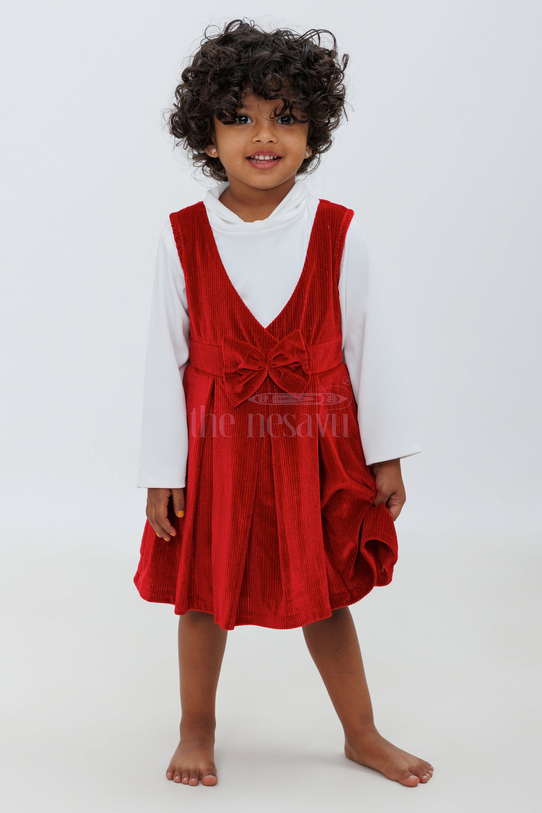 The Nesavu Baby Fancy Frock Charming Frock Party Dress - Soft Velvet Baby Outfit with Full Sleeve Inner Nesavu Charming Frock Party Dress - Nesavu | Soft Velvet Baby Outfit