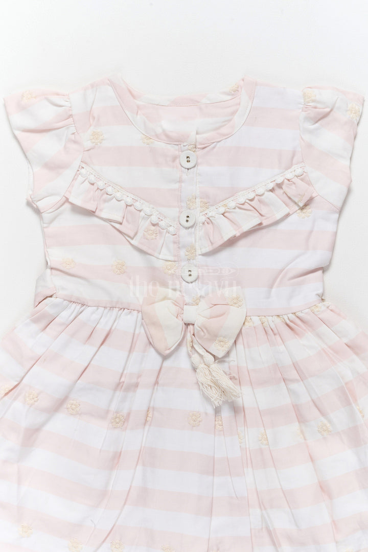 The Nesavu Girls Cotton Frock Charming Pink Striped Cotton Frock for Kids with Tassel and Bow Embellishments – Cotton Frock Kids Nesavu Nesavu Pink Striped Cotton Frock Kids Tassels Bow  Stylish Comfortable