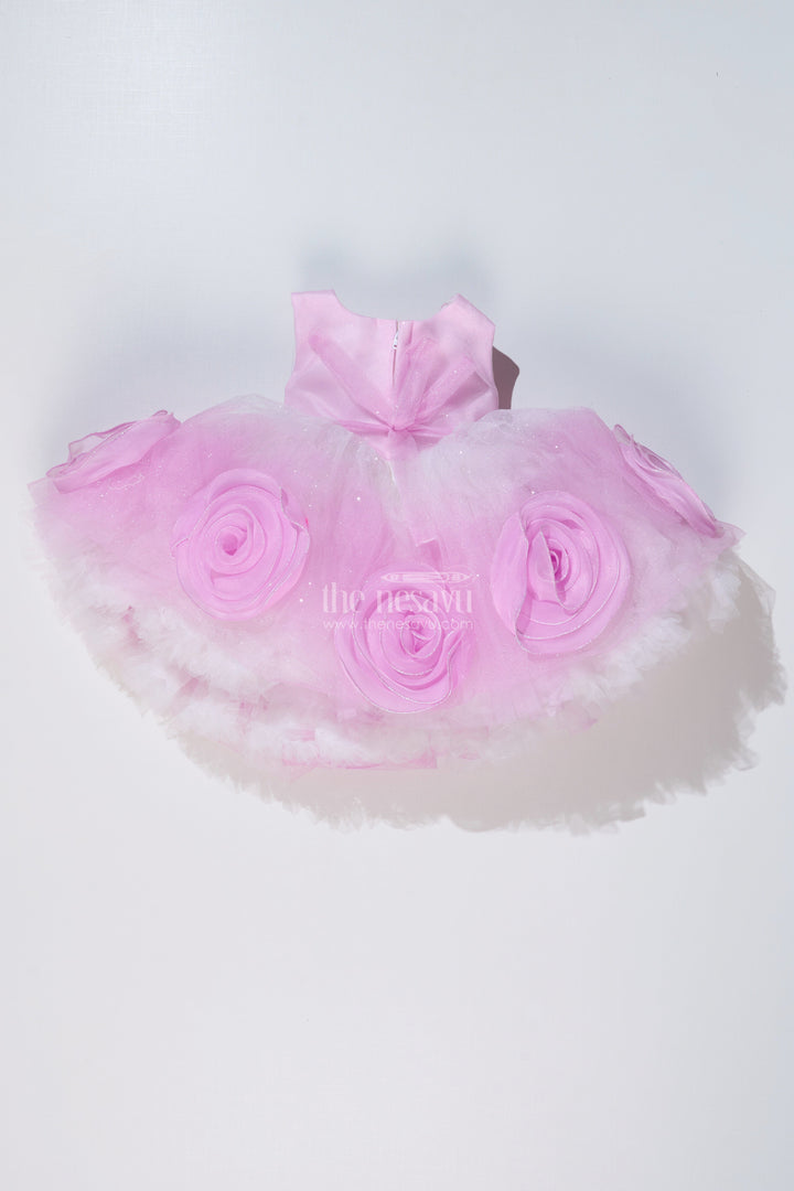 The Nesavu Girls Tutu Frock Charming Purple Frock for Girls with Floral Net Embellishments and Layered Tulle Nesavu Charming Purple Frock Girls Floral Net Embellishments Layered Tulle | The Nesavu